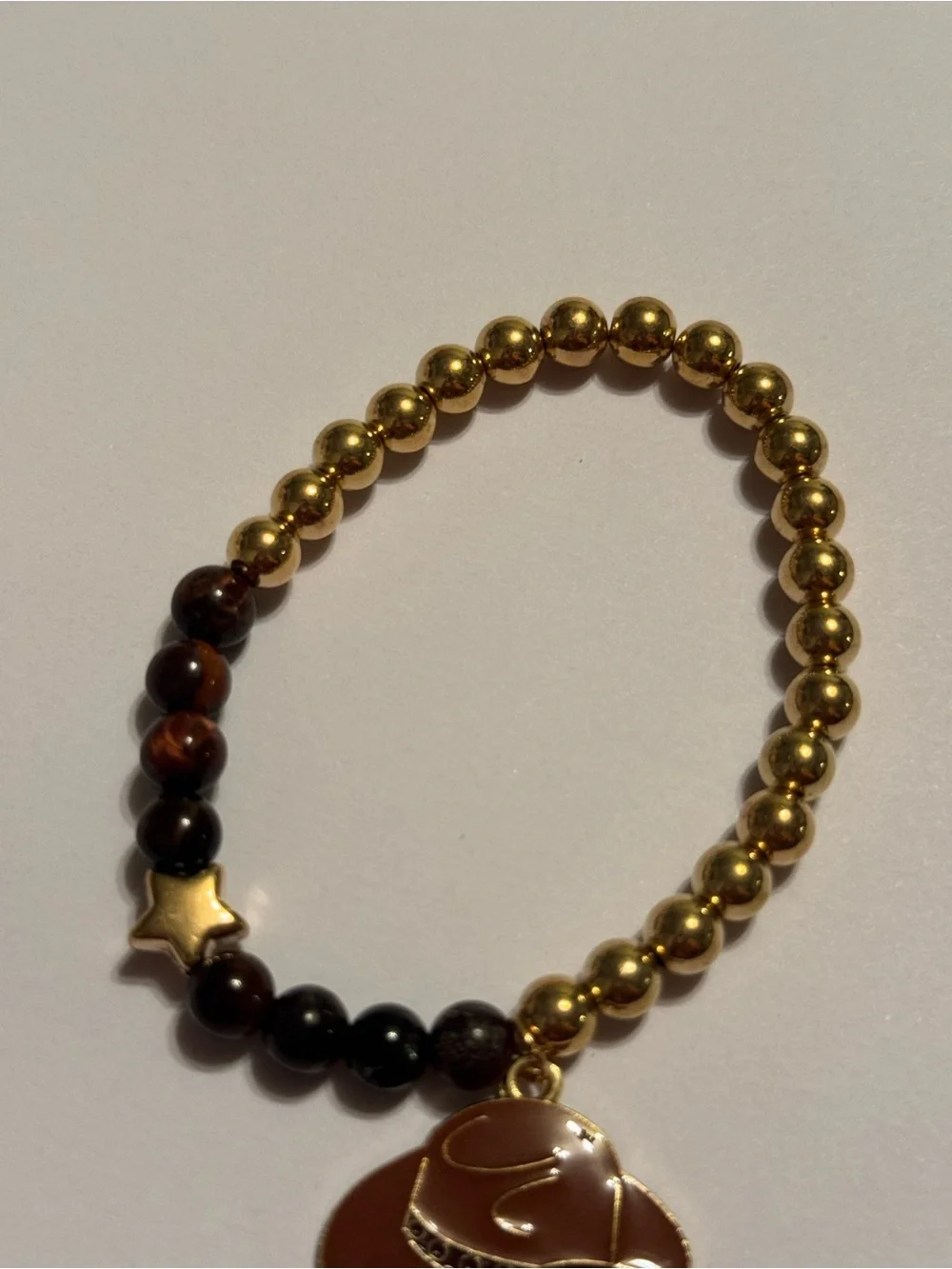 Country Western Cowboy Hat Beaded Stretch Bracelet